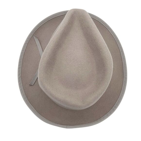 NWT Anthropologie Taupe Wool Fedora Hat Grosgrain Band Wide Brim One Size Womens main image 8